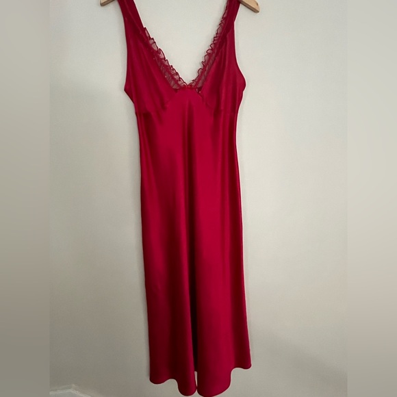 Vintage California Dynasty Elegant Red Satin Slip Maxi Dress/Nightgown  Size M - Picture 6 of 12